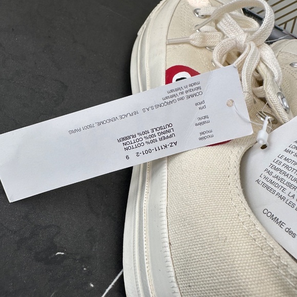 COMME DES GARCONS X CONVERSE PLAY SNEAKERS | NEW | SIZE 9 - Picture 2 of 9